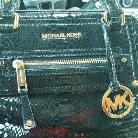 michael kors black shiny snakeskin pattern purse|genuine real snakeskin handbags.